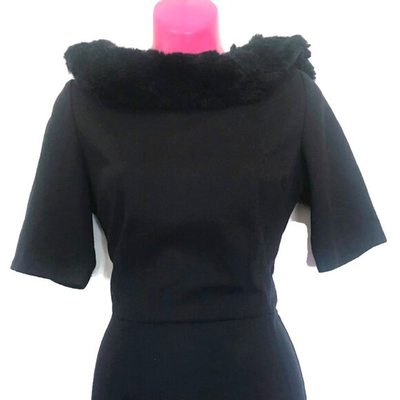 collectif Black fur Juliette Pencil Dress size small 1950s style pin up - Picture 4 of 8